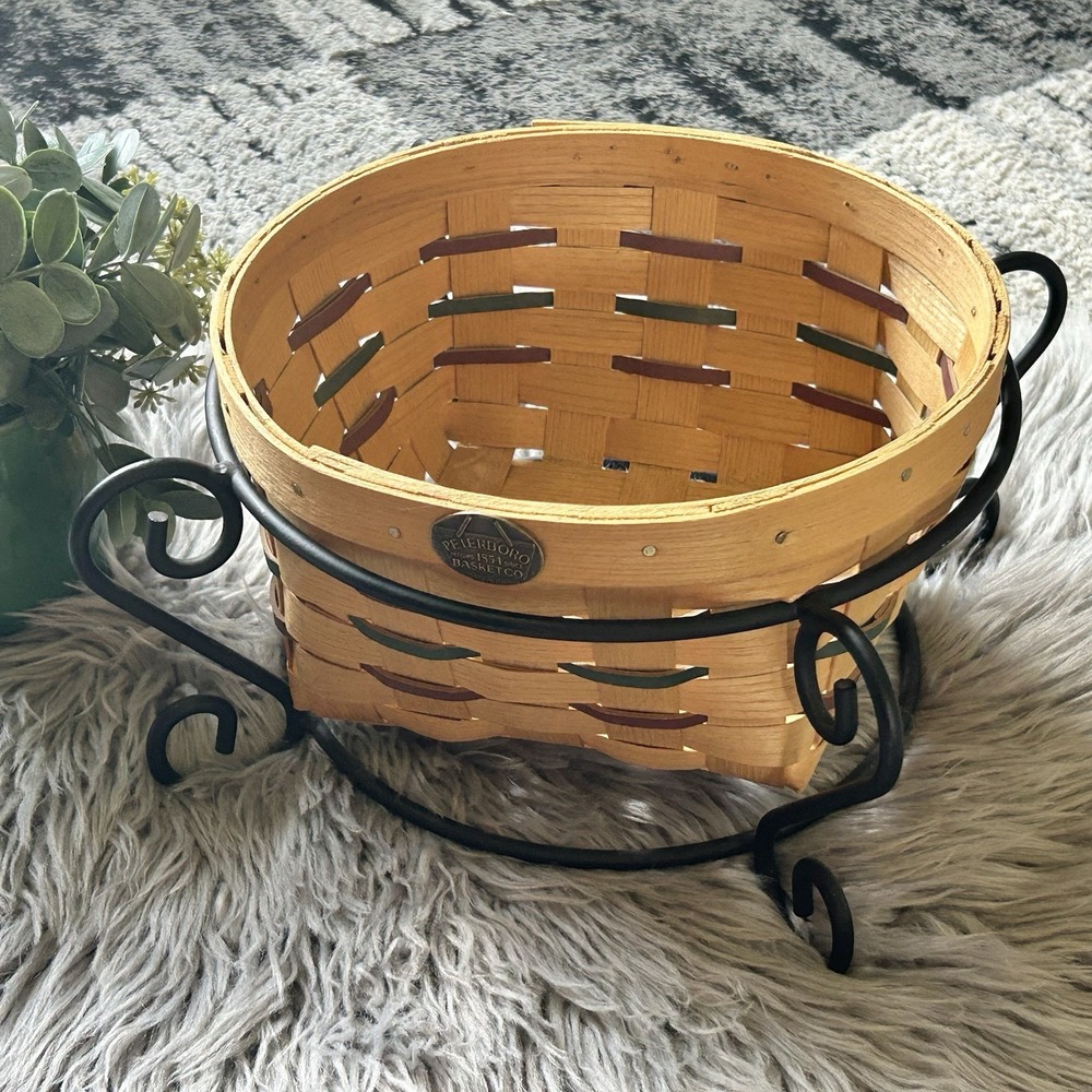 Peterboro Basket Plant Basket With Stand Made in USA 10x10x7